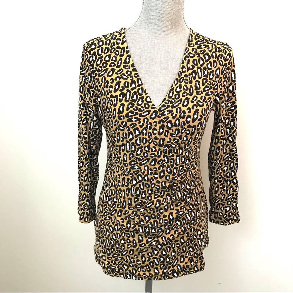 Banana Republic animal print wrap blouse